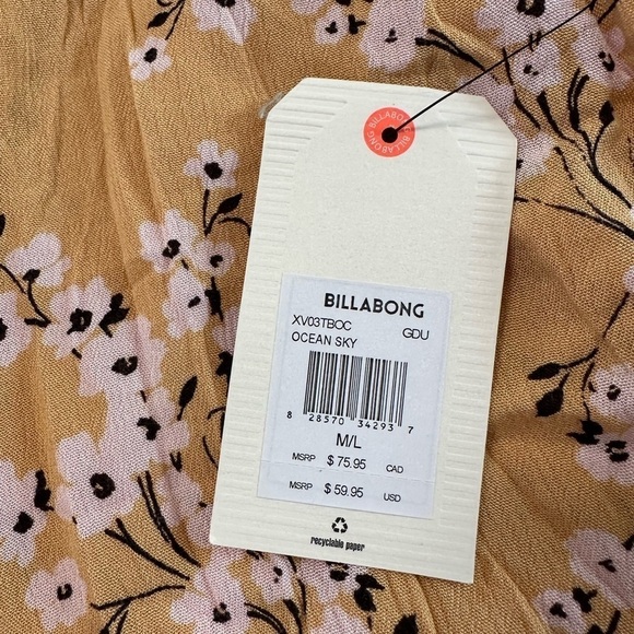 Billabong Ocean Sky Floral Belted Wrap Around Dress Size M/L - Picture 15 of 17